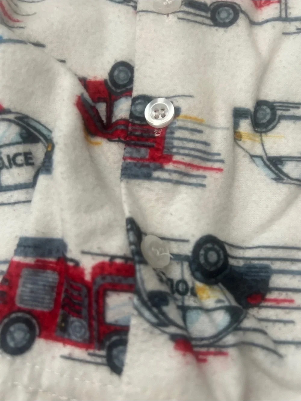 Cozy infant Firetruck Pajama Set - Cream with Red and Black